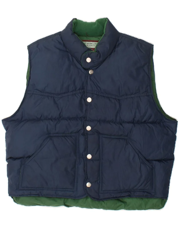 VINTAGE Mens Padded Gilet UK 40 Large Navy Blue Polyamide