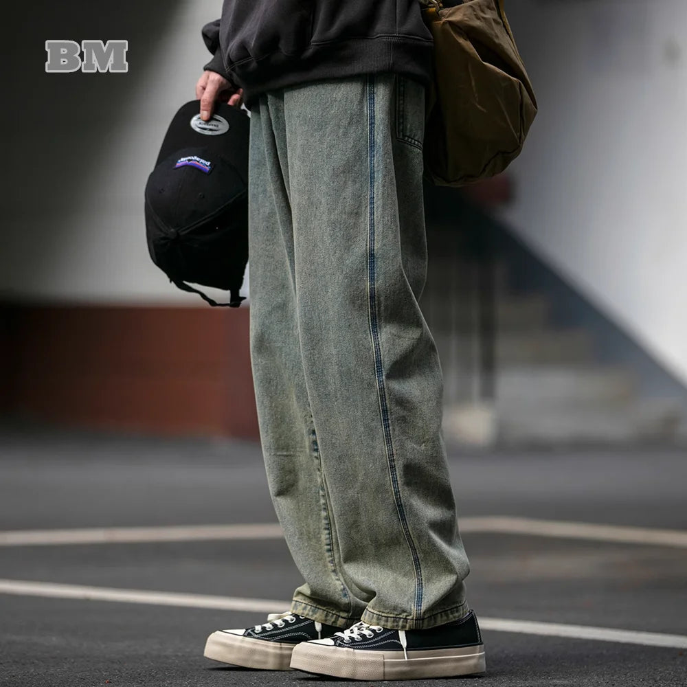 Japanese Streetwear Distressed Baggy Jeans For Men - High Quality Denim Cargo Pants