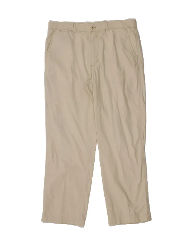 AVIREX Mens Straight Chino Trousers W34 L27 Off White Cotton