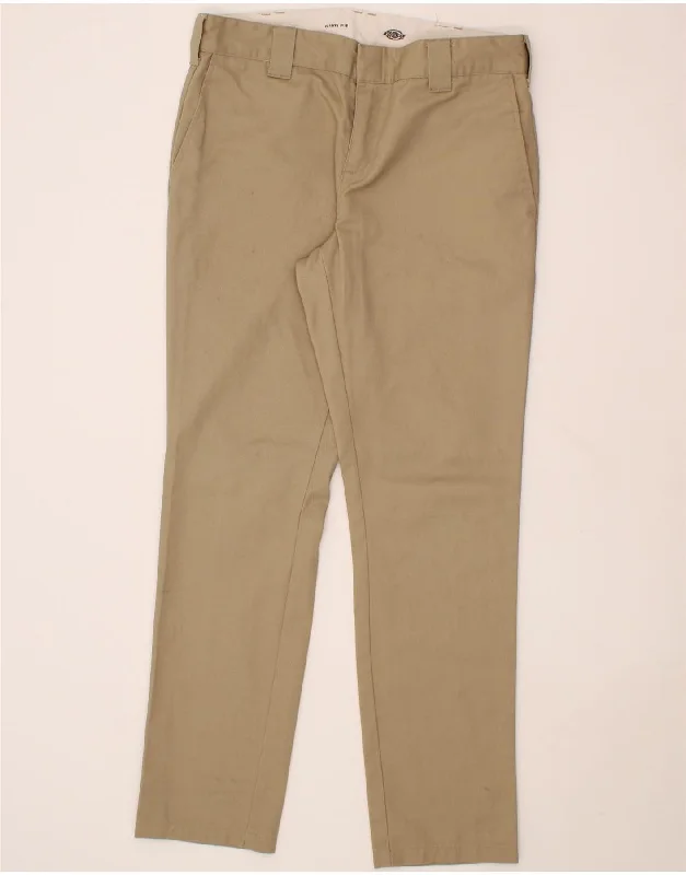 DICKIES Mens Slim Chino Trousers W32 L32 Beige Polyester