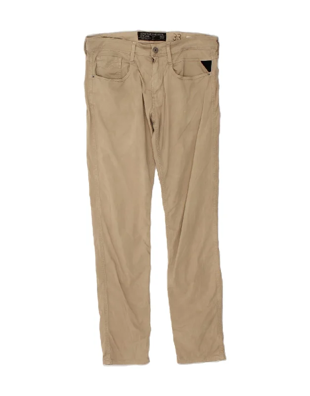 REPLAY Mens Anbass Slim Casual Trousers W33 L31  Beige