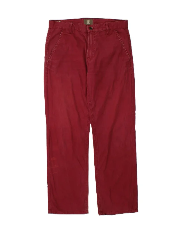 TIMBERLAND Mens Straight Chino Trousers W32 L29  Maroon Cotton