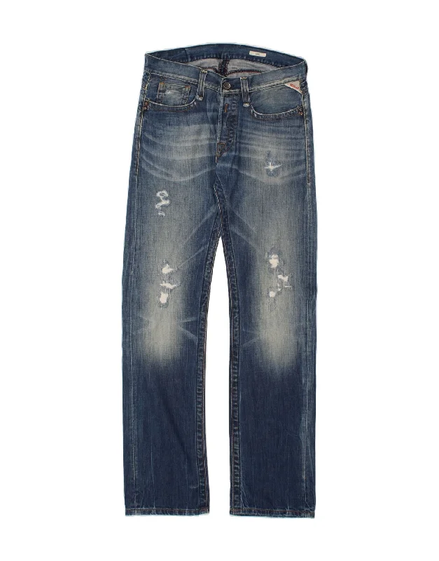 REPLAY Mens Straight Jeans W34 L37 Blue