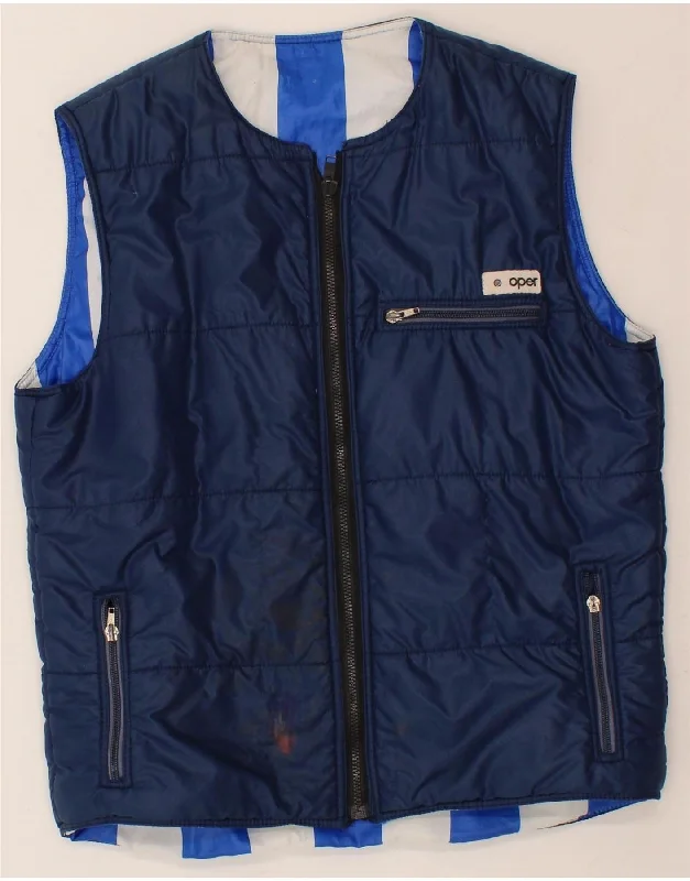 VINTAGE Mens Reversible Gilet UK 38 Medium Navy Blue