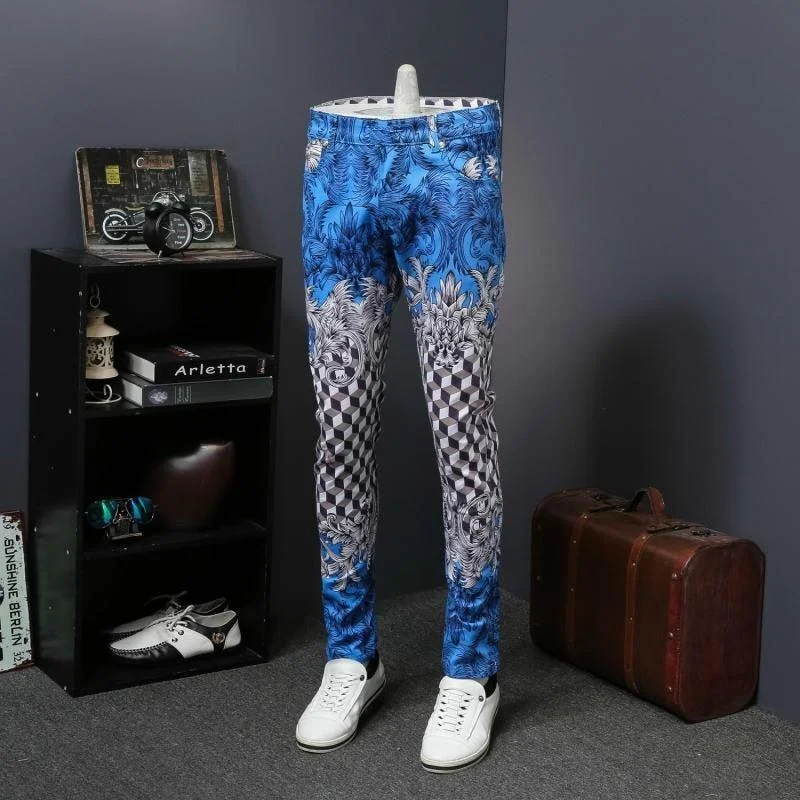 Men's Pattern Slim Fit Designer Jeans