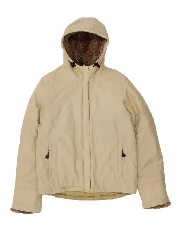 WOOLRICH Mens Hooded Padded Jacket UK 36 Small Beige Cotton