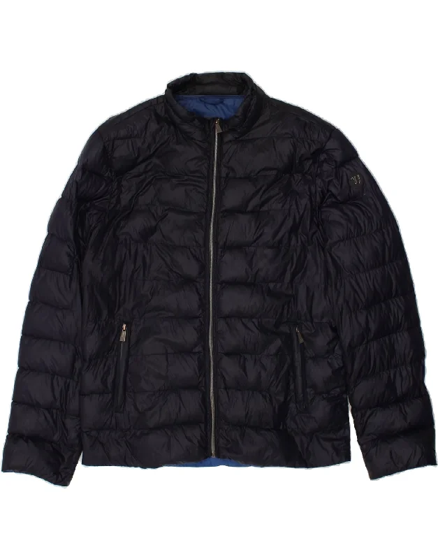 TRUSSARDI Mens Padded Jacket IT 56 3XL Navy Blue Polyamide