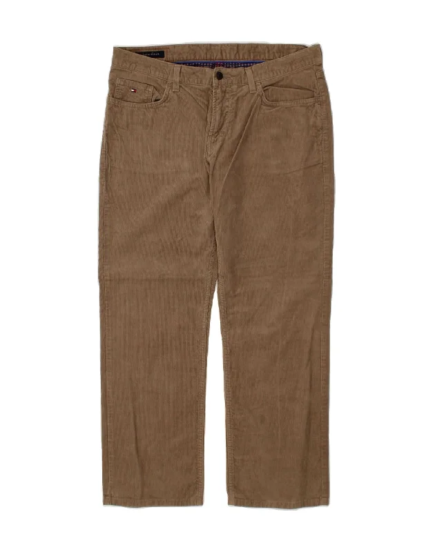 TOMMY HILFIGER Mens Straight Corduroy Trousers W36 L30 Brown Cotton