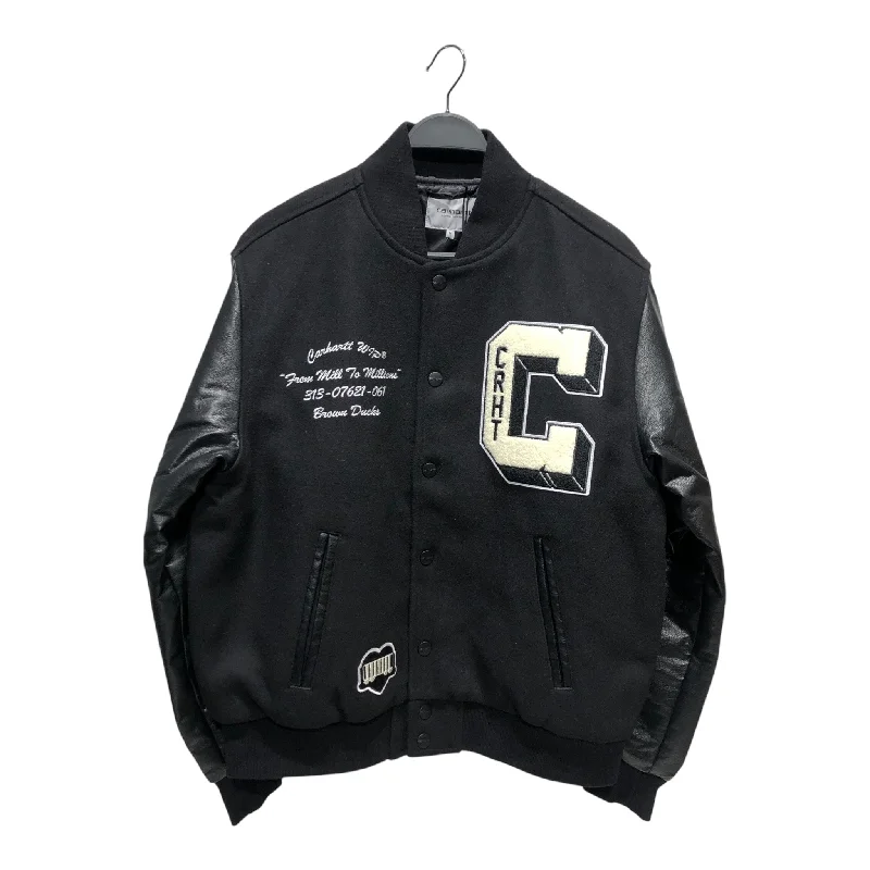 Carhartt/Baseball Jkt/M/Leather/BLK/WIP BROWN DUCKS