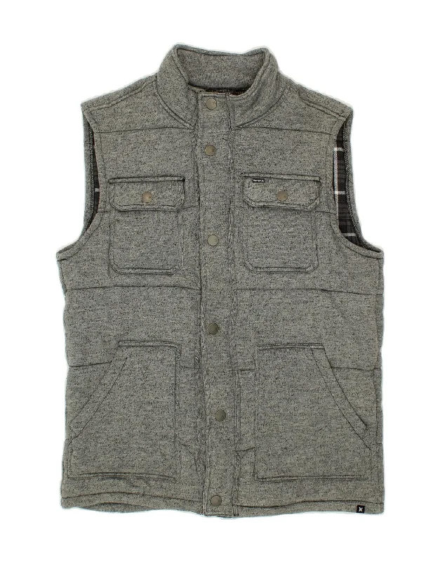 HURLEY Mens Padded Gilet UK 38 Medium Grey Polyester