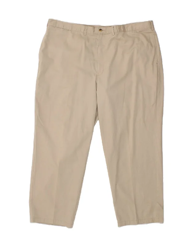 VINTAGE Mens Tapered Chino Trousers W46 L30 Beige Cotton