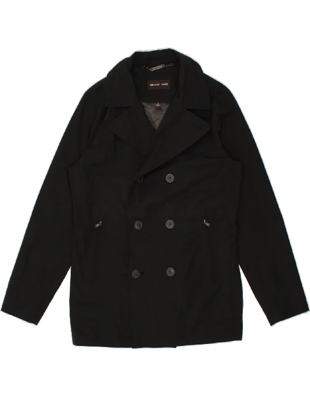 MICHAEL KORS Mens Pea Coat UK 36 Small Black Cotton