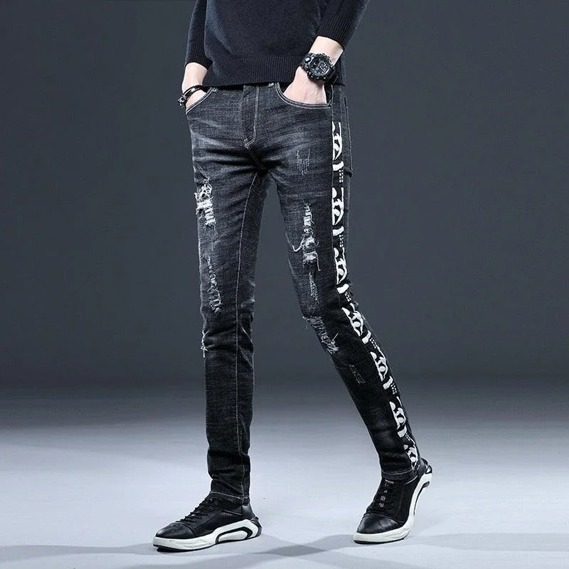 Men’s High Quality Retro Black Denim Pants