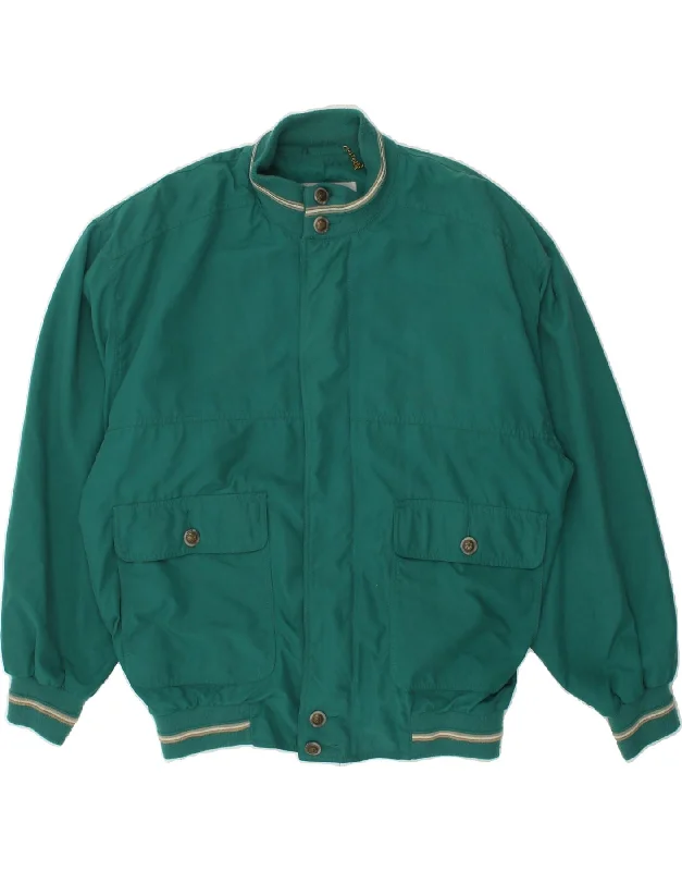 VINTAGE Mens Bomber Jacket UK 38 Medium Green Polyester