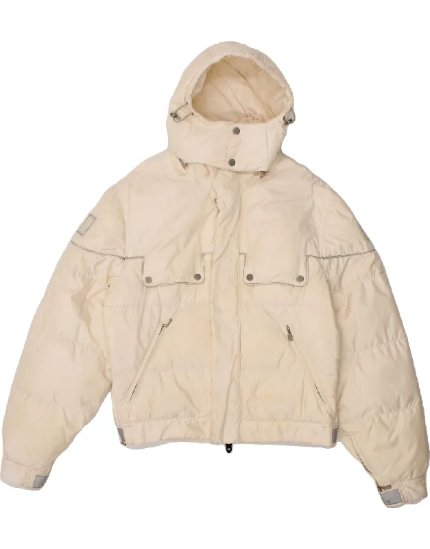 BELSTAFF Mens Hooded Padded Jacket UK 36 Small Off White Polyamide