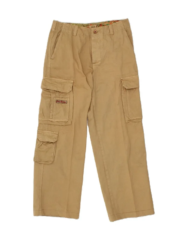 OXYGEN Mens Straight Cargo Trousers XL W34 L29 Brown Cotton