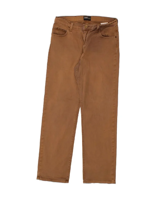 LEE Mens Brooklyn Straight Casual Trousers W33 L32 Brown Cotton