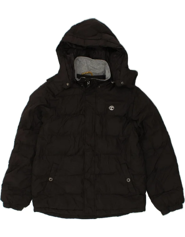 TIMBERLAND Mens Hooded Padded Jacket UK 38 Medium Black Polyester