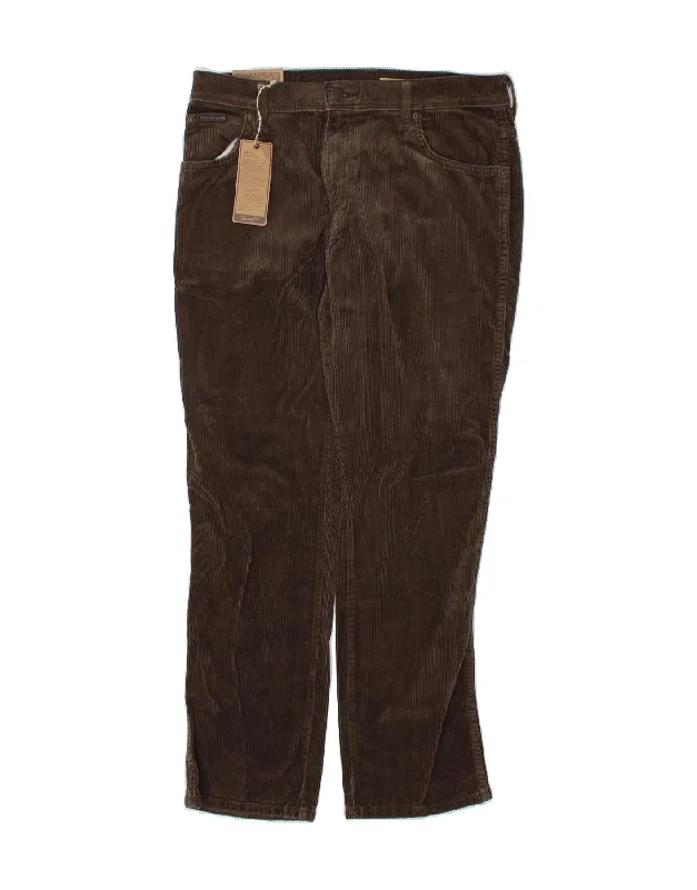 WRANGLER Mens Straight Corduroy Trousers W34 L30 Brown Cotton