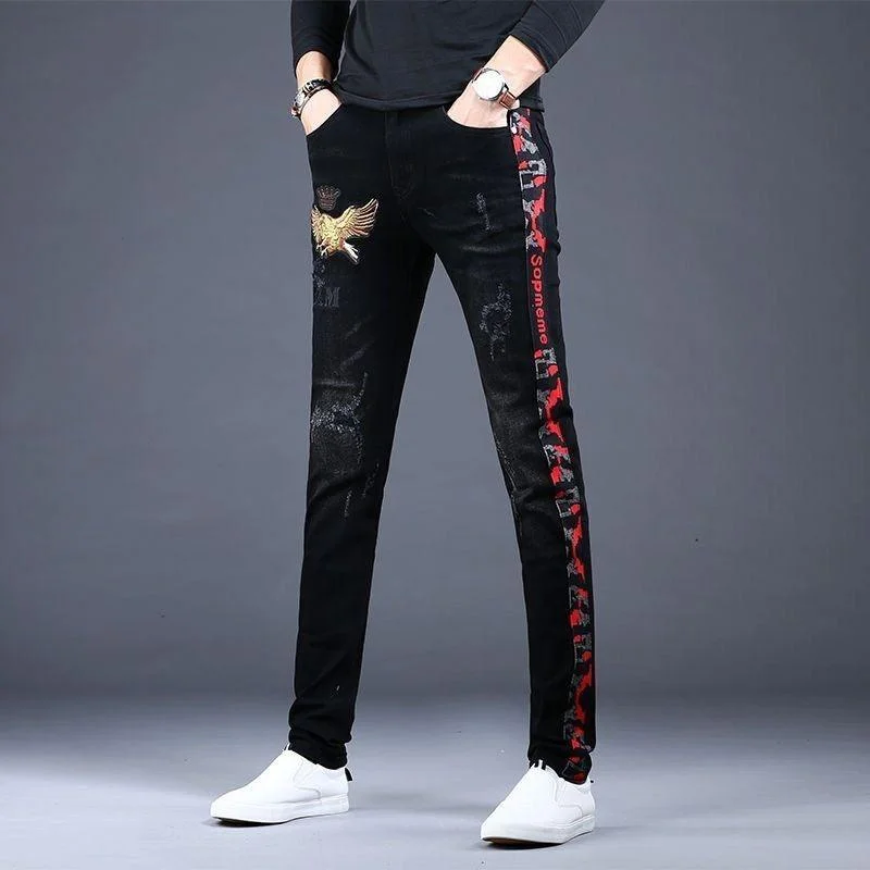 Men’s High Quality Embroidery Stretch Jeans