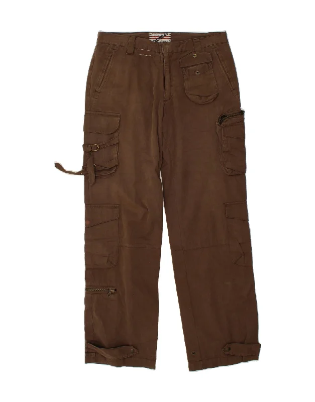 VINTAGE Mens Straight Cargo Trousers W32 L33 Brown