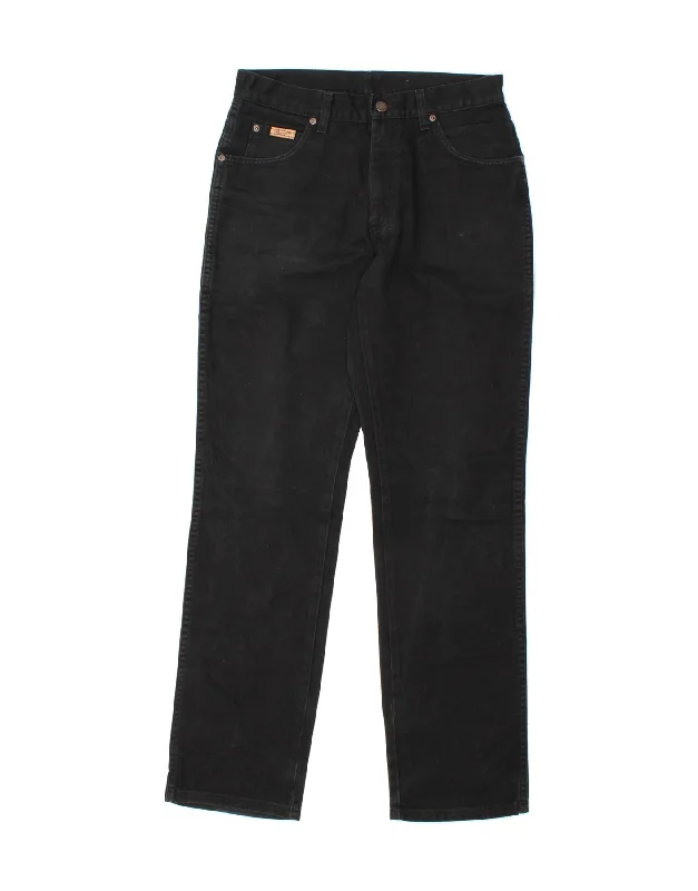 WRANGLER Mens Texas Straight Jeans W32 L34 Black Cotton