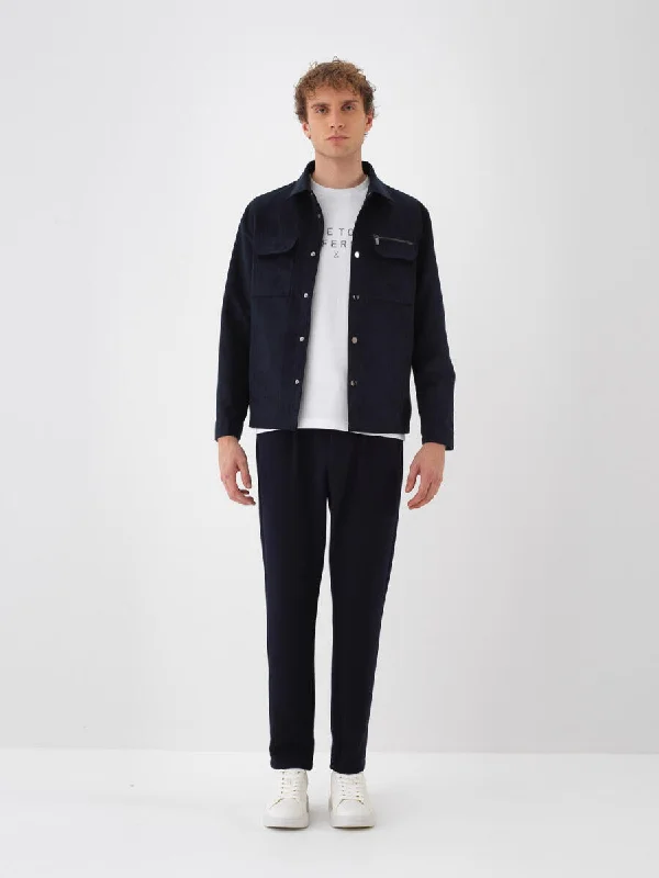 Xint Suede Look Plain Navy Jacket