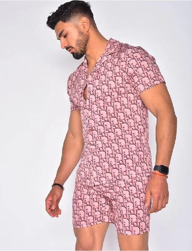 Men's Hawaiian Summer Shirt and Short Set