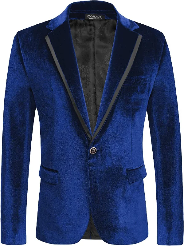 Velvet Slim Fit Solid One Button Blazer (US Only)