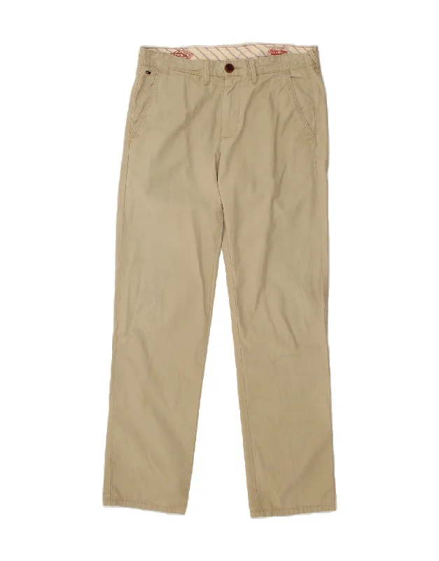 TOMMY HILFIGER Mens Straight Chino Trousers W30 L32 Beige Cotton