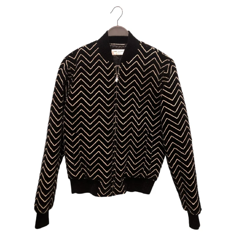 SAINT LAURENT/Souvenir Jkt/Cotton/BLK/All Over Print/TEDDY ZIGZAG