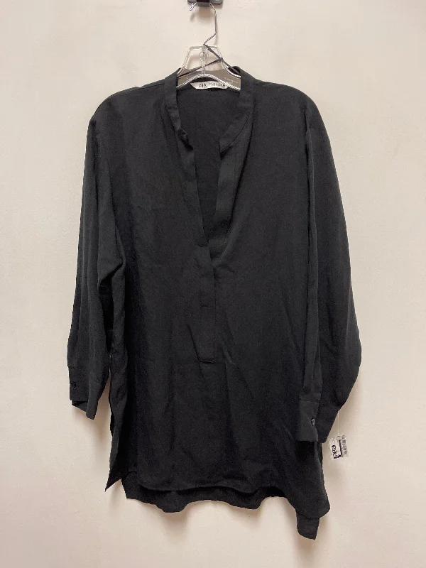 Tunic Long Sleeve By Zara In Black, Size: Xl