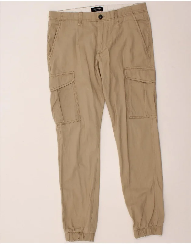 JACK & JONES Mens Marco Slim Joggers Cargo Trousers W34 L32  Beige