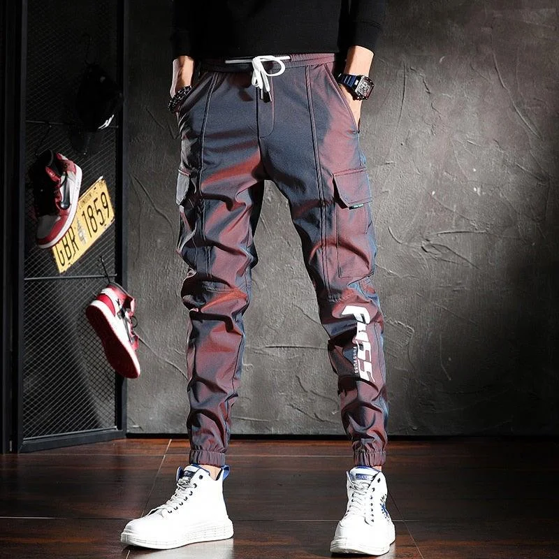 Men's Designer Color Reflective Cargo Pants