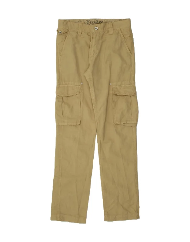 VINTAGE Mens Straight Cargo Trousers W32 L34  Beige Cotton