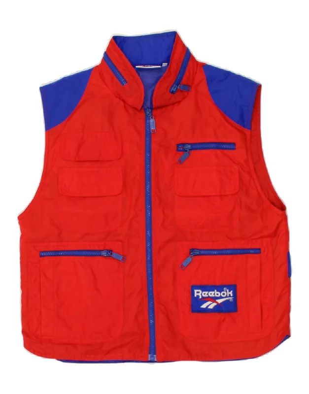 REEBOK Mens Graphic Utility Gilet UK 36 Small Red Fair Isle Polyamide