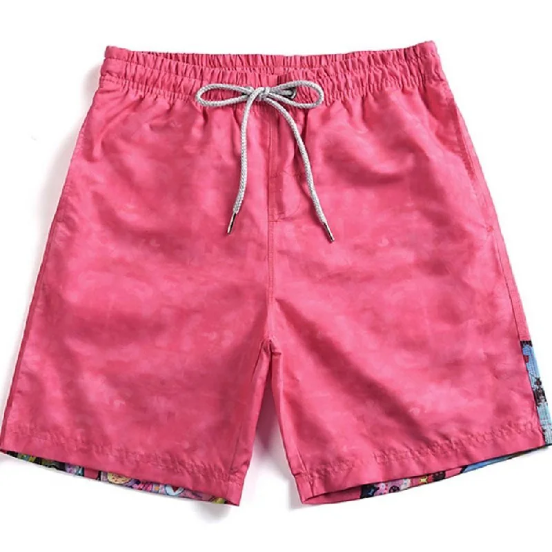 Men's Polyester Beachwear Shorts - Pink