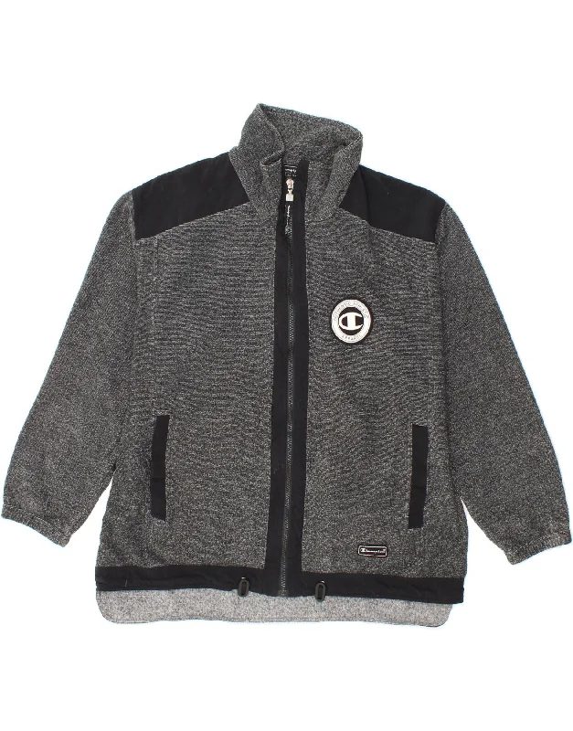 CHAMPION Mens Oversized Fleece Jacket UK 36 Small Black Colourblock