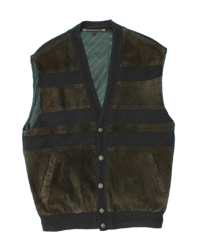 CANDA Mens Gilet UK 40 Large Green Acrylic