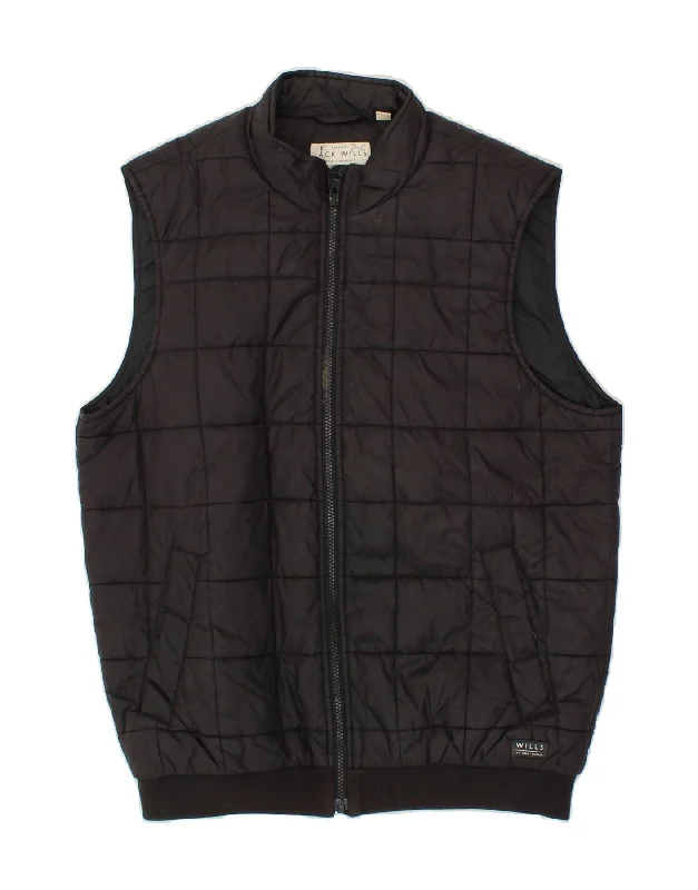 JACK WILLS Mens Padded Gilet UK 38 Medium Black Nylon