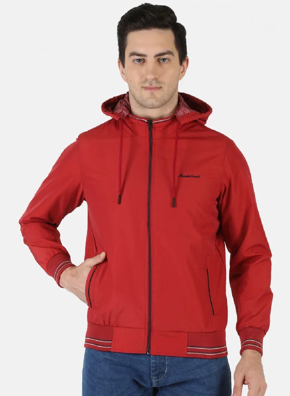 Men Red Solid Jacket