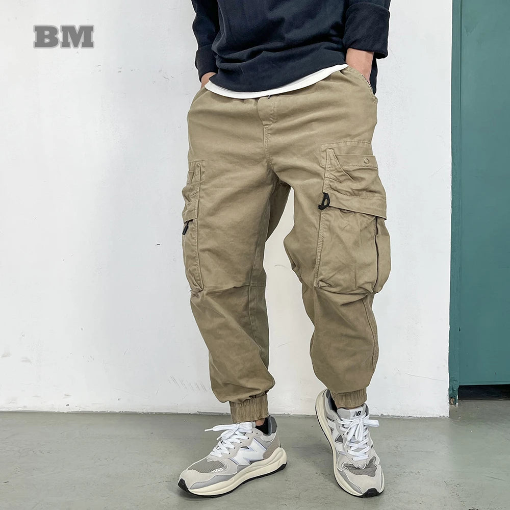 Vintage Functional Cargo Pants - High Quality Khaki Casual Jogging Trousers