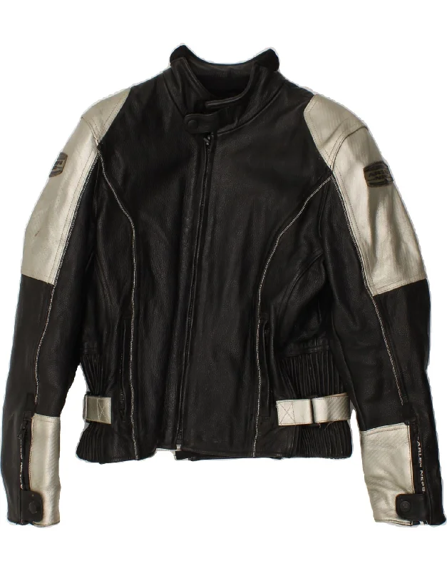 ARLEN NESS Mens Moto Racer Biker Jacket UK 38 Medium Black Colourblock