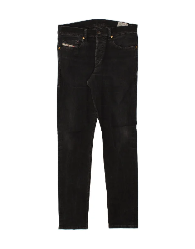 DIESEL Mens Tepphar Carrot Slim Jeans W30 L32 Black Cotton