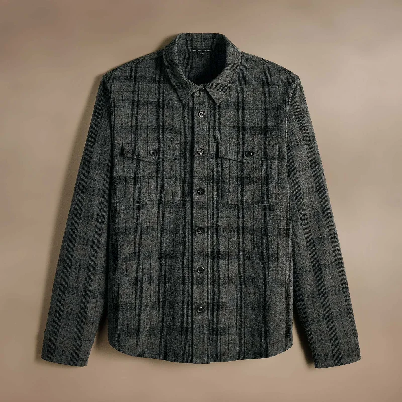 Wool Blend Shirt Jacket - Charcoal/Black