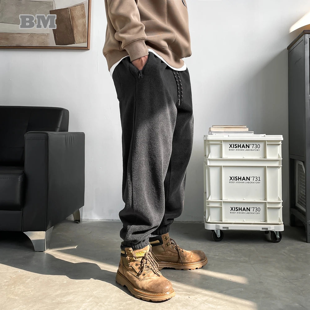 Thick Fleece Jogging Pants Trendy Sport Casual Pants Men Joggers Trousers