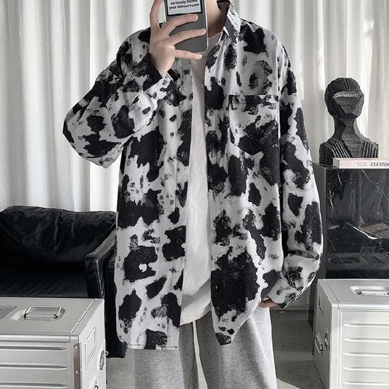 Maxime Tie Dye Cow Pattern Shirt Men