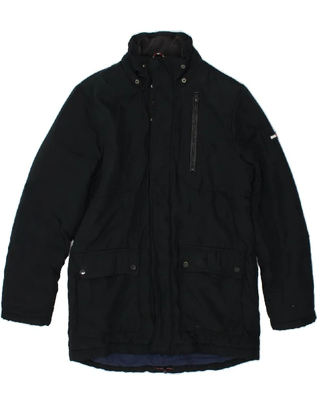 TOMMY HILFIGER Mens Windbreaker Jacket UK 40 Large Black Cotton