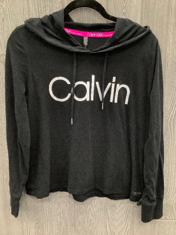 Athletic Top Long Sleeve Hoodie By Calvin Klein Performance In Black, Size: L