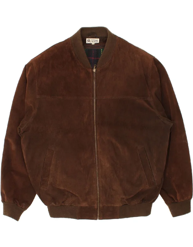 VINTAGE Mens Leather Bomber Jacket UK 40 Large Brown